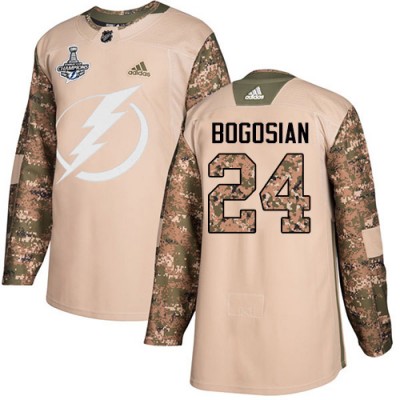 Adidas Tampa Bay Lightning #24 Zach Bogosian Camo Authentic 2017 Veterans Day 2020 Stanley Cup Champions Stitched NHL Jersey